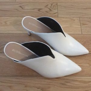 Bcbg white mules